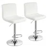 Hivvago Set Of 2 Square Swivel Adjustable Pu Leather Bar Stools With Back And Footrest-white