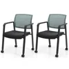 Hivvago Set Of 2 Stackable Rolling Office Chairs With Mesh Backrest-gray
