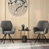 Hivvago Set Of 2 Swivel Accent Arm Chairs With Metal Legs And Wide Back-gray