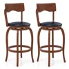 Hivvago Set Of 2 Swivel Bar Chairs With Cushioned Seat And Sturdy Rubber Wood Legs In Brown