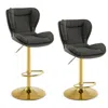 Hivvago Set Of 2 Swivel Bar Stools Pu Leather Bar Chairs With Footrest And Curved Backrest-gray