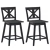 Hivvago Set Of 2 Swivel Counter Height Bar Stools With Solid Wood Legs-white