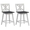 Hivvago Set Of 2 Swivel Counter Height Bar Stools With Solid Wood Legs-white