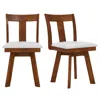 Hivvago Set Of 2 Swivel Dining Room Chairs With Rubber Wood Frame