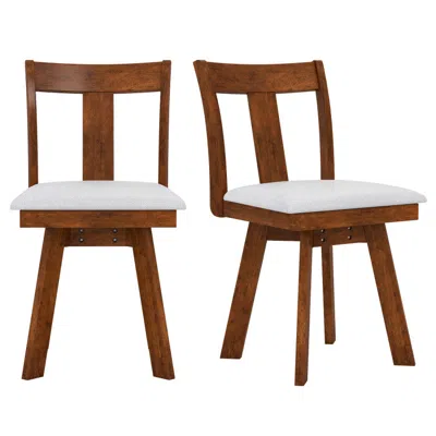 Hivvago Set Of 2 Swivel Dining Room Chairs With Rubber Wood Frame