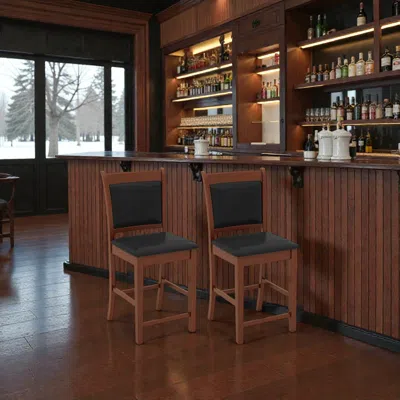 Hivvago Set Of 2 Upholstered Counter Stools With Durable Solid Rubber Wood Frame In Brown