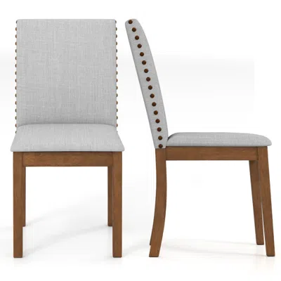 Hivvago Set Of 2 Upholstered Dining Chairs With Padded Seat For Living Room-walnut In Gray