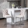 Hivvago Set Of 2 Upholstered Tufted Velvet Armless Bar Stools With Chrome Base Legs - Beige In White