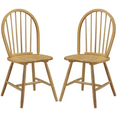 Hivvago Set Of 2 Vintage Windsor Wood Chair With Spindle Back For Dining Room