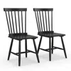 Hivvago Set Of 2 Windsor Dining Chairs With High Spindle Back-black
