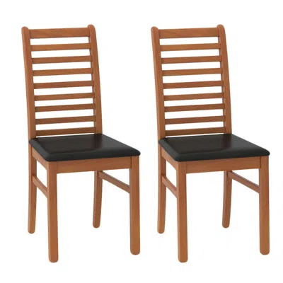 Hivvago Set Of 2 Wooden Dining Chair With Rubber Wood Legs For Living Room In Multi