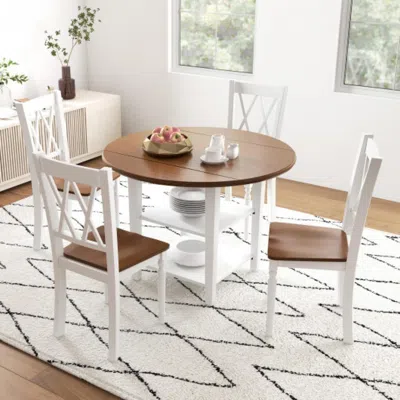 Hivvago Set Of 2 Wooden Farmhouse Kitchen Chairs With Rubber Wood Seat-2 Pieces In Black