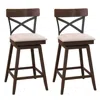 Hivvago Set Of 2 Wooden Swivel Bar Stools With Cushioned Seat And Open X Back-25 Inch