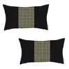 Hivvago Set Of 2 Yellow Mid Houndstooth Lumbar Pillow Covers In Black