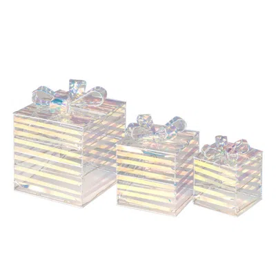 Hivvago Set Of 3 Christmas Lighted Gift Boxes With Bows And Plug In Multi