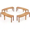 Hivvago Set Of 4 - Outdoor Curved Backless Garden Bench - Around Tree Table Or Fire Pit In Nude