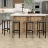 Hivvago Set Of 4 Bar Stool Set 26 Inch Bar Chair With Metal Legs And Footrest-gray