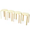 Hivvago Set Of 4 Bentwood Round Stool Stackable Dining Chairs With Padded Seat-beige