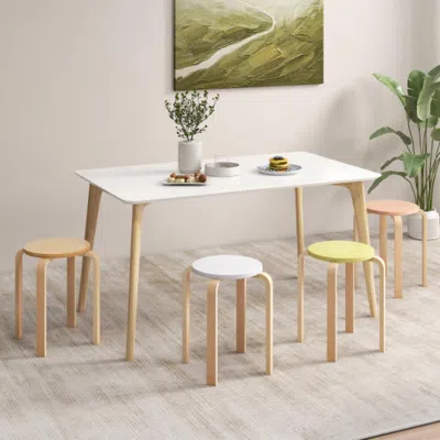 Hivvago Set Of 4 Bentwood Stackable Stools Dining Stools With Round Tops-multicolor In Blue