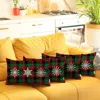 Hivvago Set Of 4 Christmas Snowflake Trio Plaid Lumbar Throw Pillows In Multi