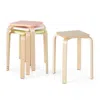 Hivvago Set Of 4 Colorful Square Stools With Anti-slip Felt Mats-multicolor