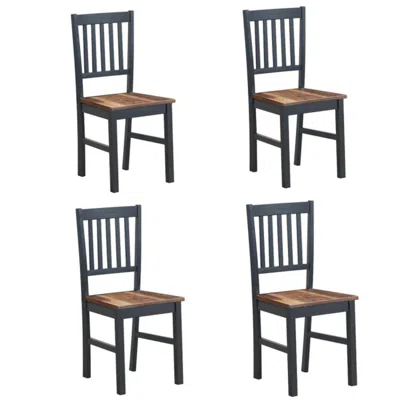 Hivvago Set Of 4 Dining Chair Spindle Back Wooden Legs In Blue