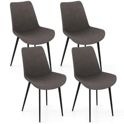 Hivvago Set Of 4 Dining Chair Upholstered With Metal Legs And Padded Backs