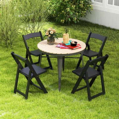 Hivvago Set Of 4 Dining Chairs Foldable Kitchen Chair With Rubber Wood Legs And Padded Seat-black