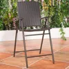 Hivvago Set Of 4 Folding Rattan Bar Chairs With Footrests And Armrests For Outdoors And Indoors