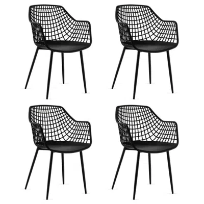 Hivvago Four-piece Heavy-duty Dining Chair Set Featuring Ventilated Backrests In Black