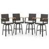 Hivvago Set Of 4 Outdoor 360° Swivel Bar Stool With Cushion In Brown