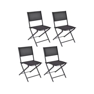 Hivvago Set Of 4 Outdoor Patio Folding Chairs In Black