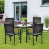 Hivvago Set Of 4 Outdoor Patio Pe Rattan Dining Chairs With Powder-coated Steel Frame