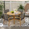 Hivvago Set Of 4 Outdoor Rattan Chair With Sturdy Acacia Wood Frame-set Of 4
