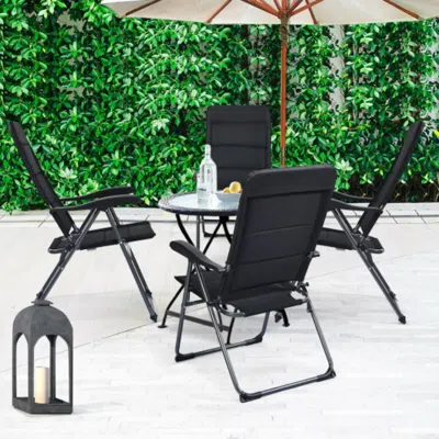 Hivvago Set Of 4 Patio Folding Chairs With Adjustable Backrest-black
