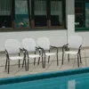 Hivvago Set Of 4 Patio Rattan Stackable Dining Chair With Armrest For Garden-white