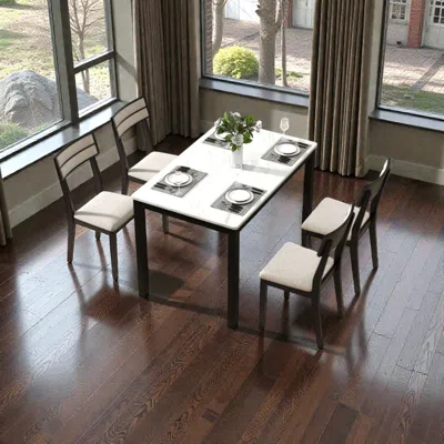 Hivvago Set Of 4 Sleek Dining Chairs With Adjustable-like Tilt Back Design In Black