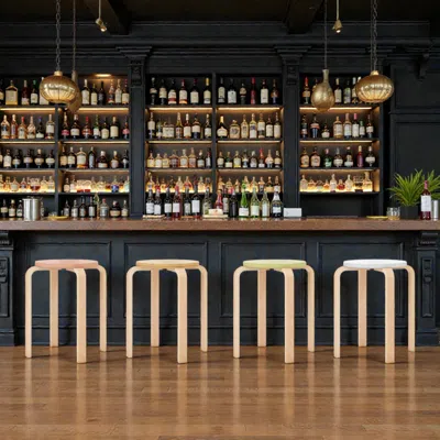 Hivvago Set Of 4 Stackable Bentwood Dining Stools With Round Seats In Brown