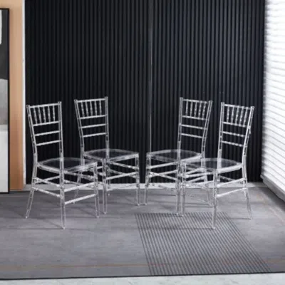 Hivvago Set Of 4 Welding Dining Chairs With Plastic Seats - Modern And Durable