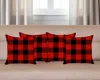 Hivvago Set Of Four 18" Red And Black Plaid Fabric Throw Pillow Covers In Red