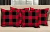 Hivvago Set Of Four 18 X 18 Red And Black Plaid Zippered Polyester Christmas Throw Pillow In Red