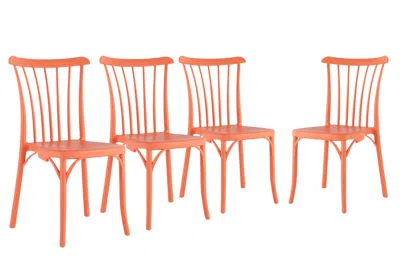 Hivvago Set Of Four 22" Salmon Heavy Duty Plastic Outdoor Stacking Dining Chairs