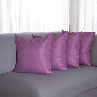 Hivvago Set Of Four 22" X 22" Purple Polyester Zippered Pillow Cover