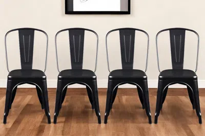 Hivvago Set Of Four Black Steel Dining Side Chairs In Multi