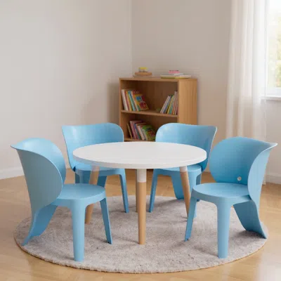 Hivvago Set Of Four Blue Heavy Duty Plastic Juvenile Chairs