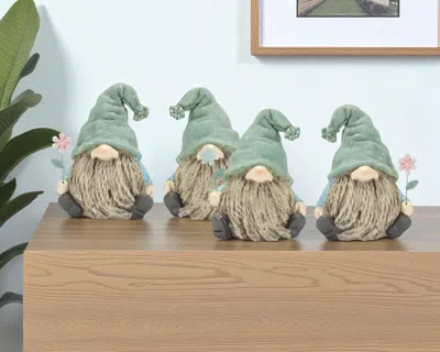 Hivvago Set Of Four Brown And Green Polyresin Gnomes In Multi