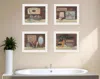 Hivvago Set Of Four Country Bathroom White Framed Print Bathroom Wall Art In Multi