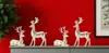 Hivvago Set Of Four Gold Polyresin Deer Christmas Figurine In Neutral