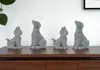 Hivvago Set Of Four Gray Polyresin Dog Figurine In Gray