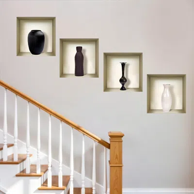HIVVAGO SET OF FOUR MAC FAUX NICHE 3D PEEL AND STICK WALL DECALS